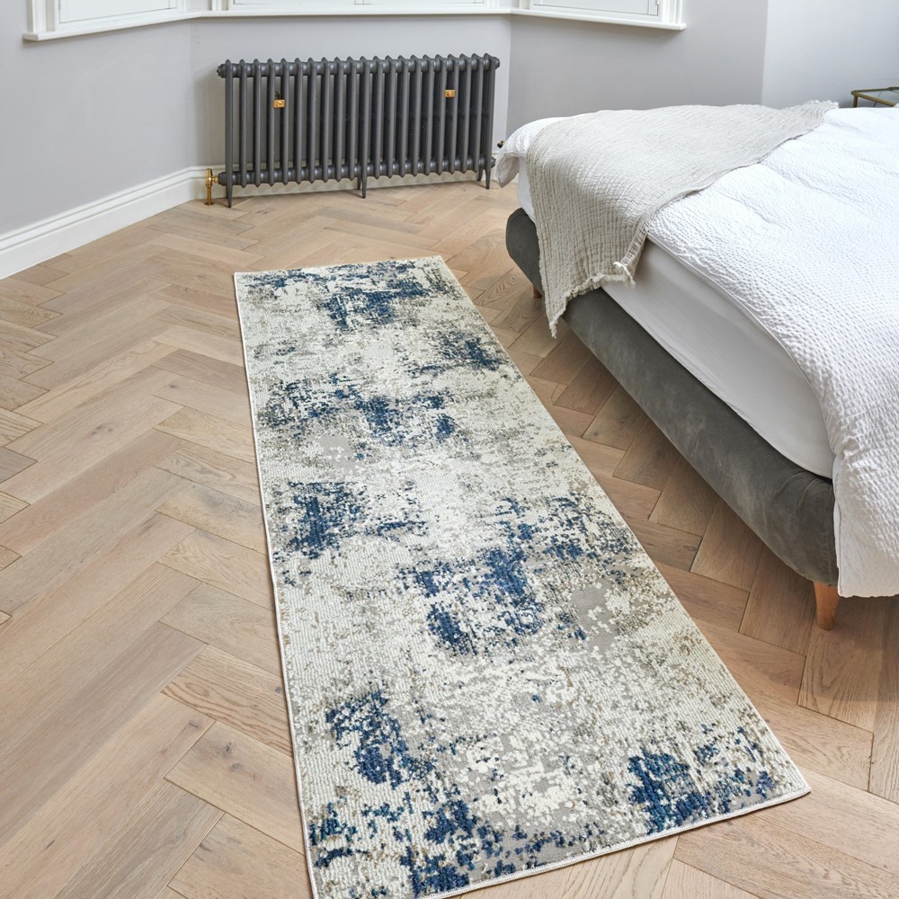 Rossa ROS03 Abstract Rug by Concept Loom in Blue